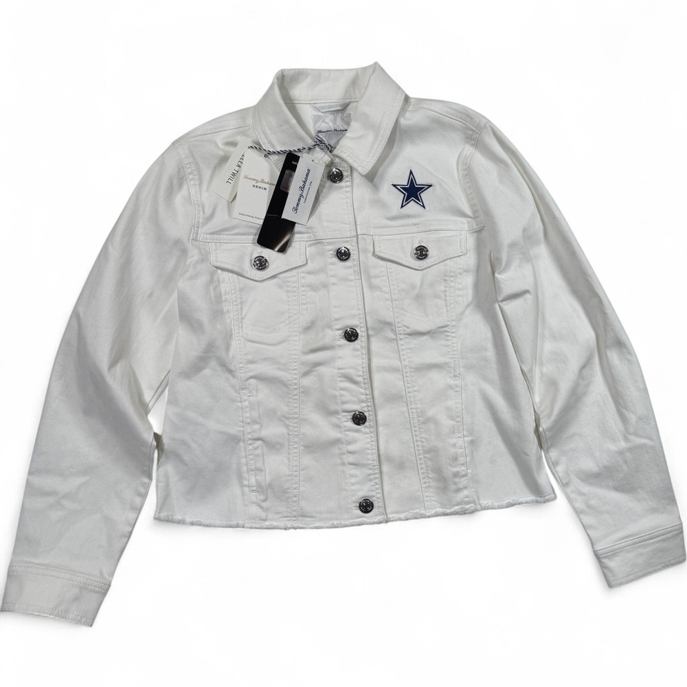 Tommy Bahama Dallas‎ Cowboys NFL Denim Jean Jacket Womens Small NWT White Button